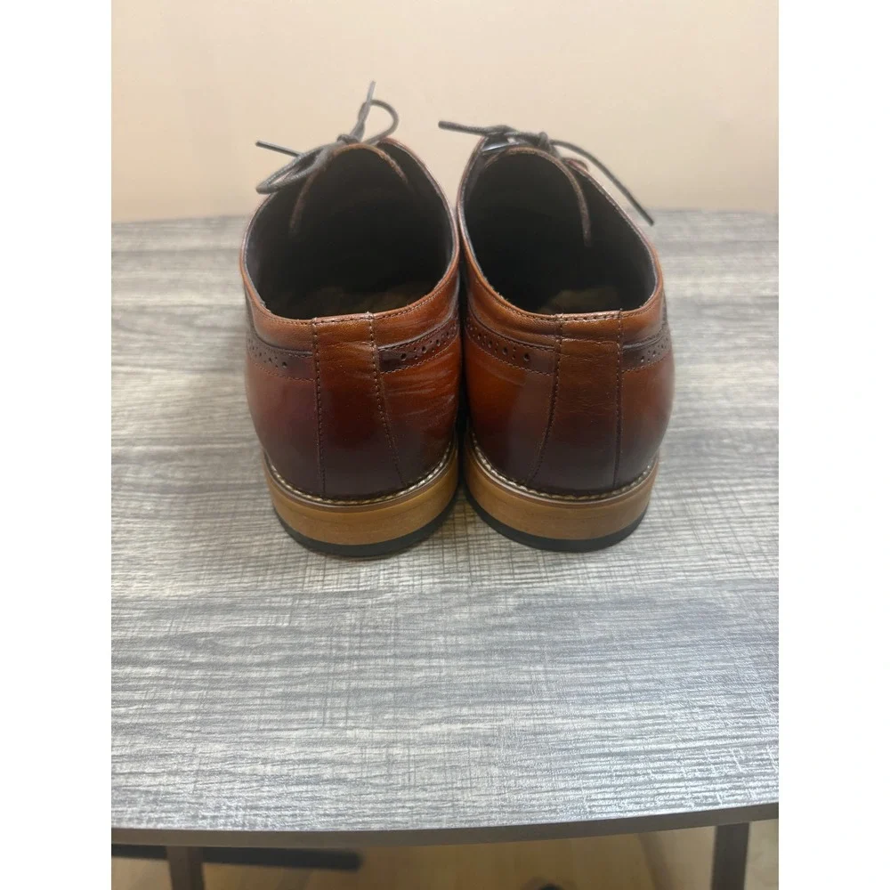 Stacy Adams Mens Cognac Brown Leather Cap Toe Brogue Oxford Dress Shoes Size 13
